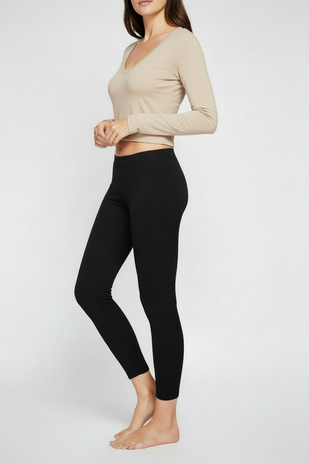 Legging taille haute fourré – Noir – Assuili