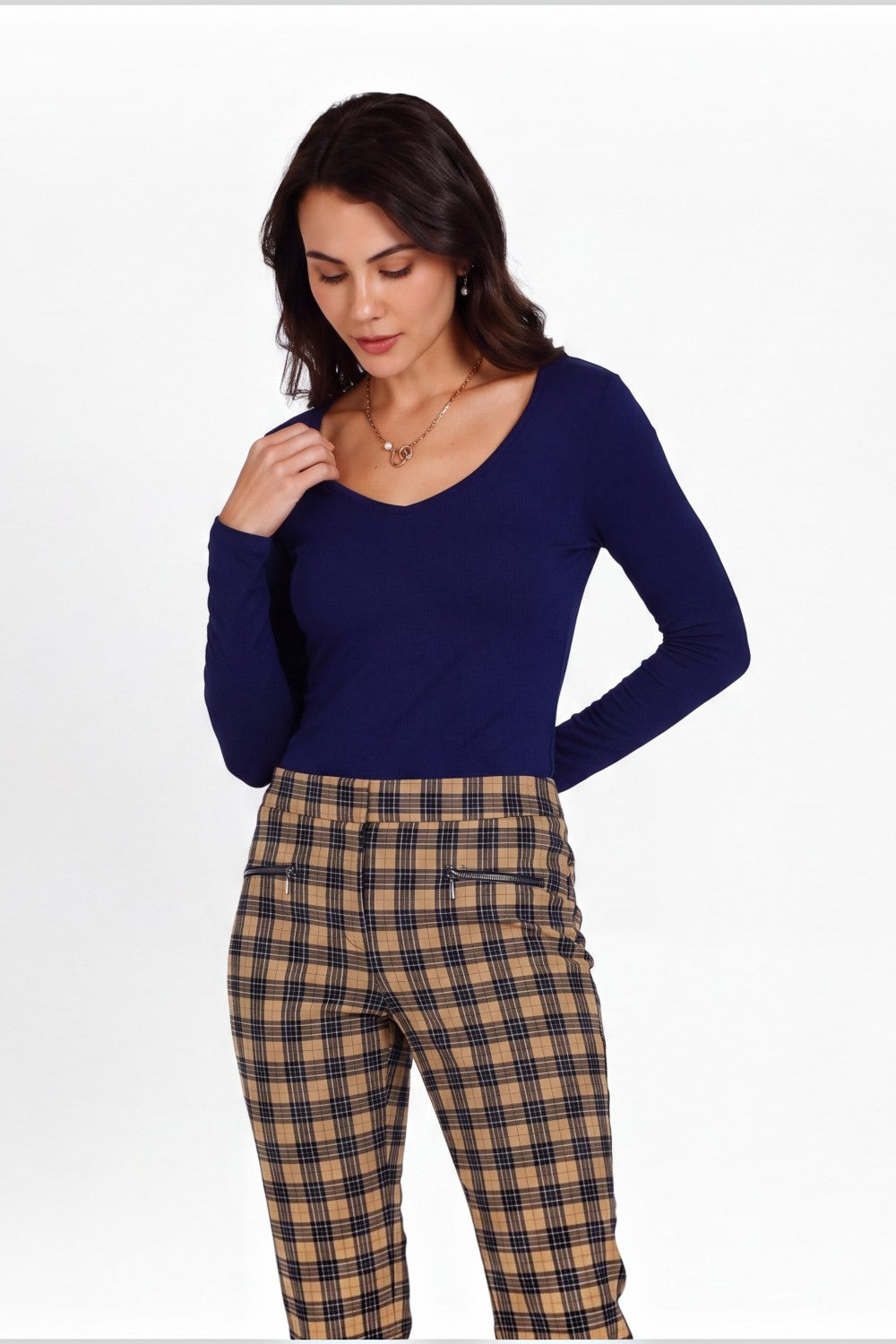 Sous-pull col V manches longues – Bleu nuit – Assuili