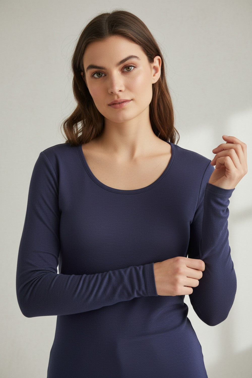 Crew neck, long-sleeved undershirt – Night blue – Assuili