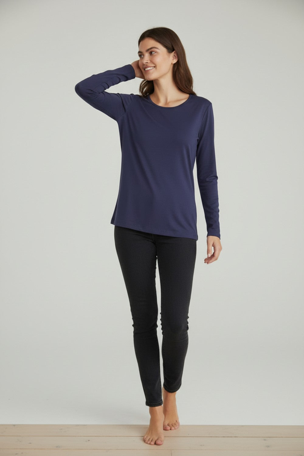 Crew neck, long-sleeved undershirt – Night blue – Assuili