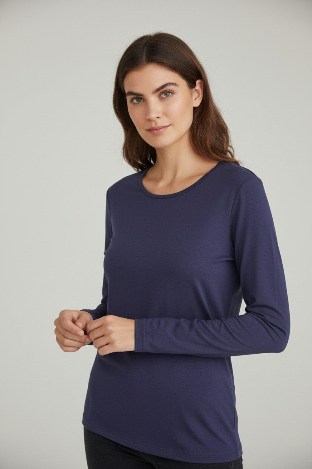 Sous-pull col rond manches longues – Bleu nuit – Assuili