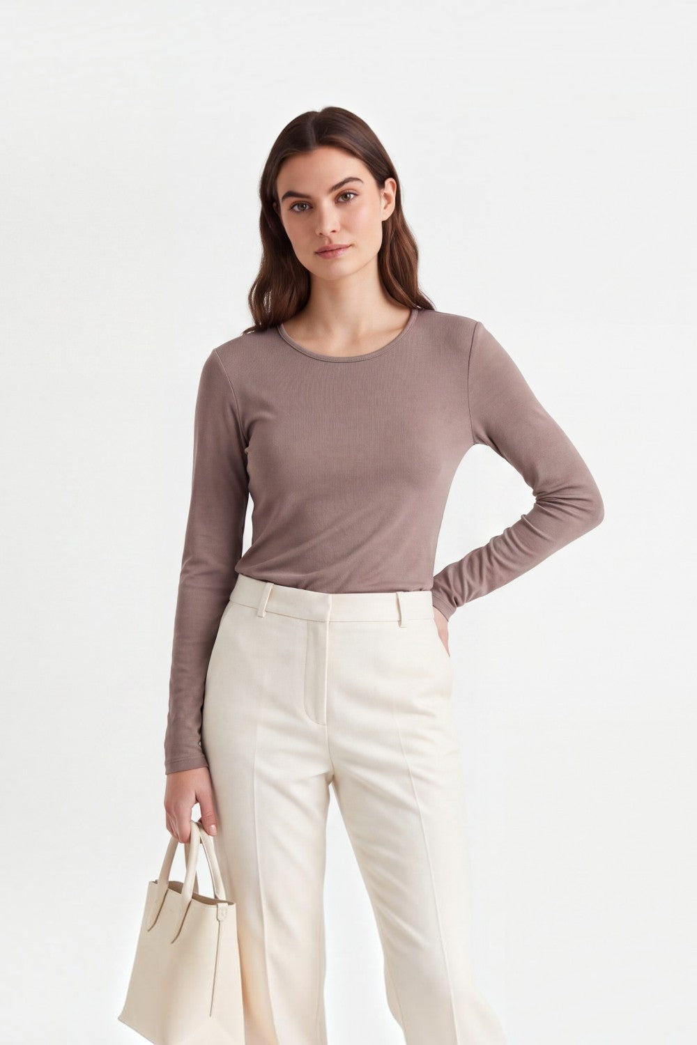 Sous-pull col rond manches longues – Désert – Assuili