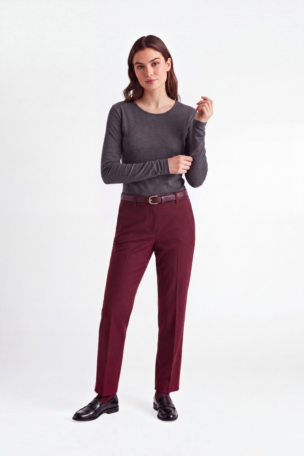 Sous-pull col rond manches longues – Gris foncé – Assuili