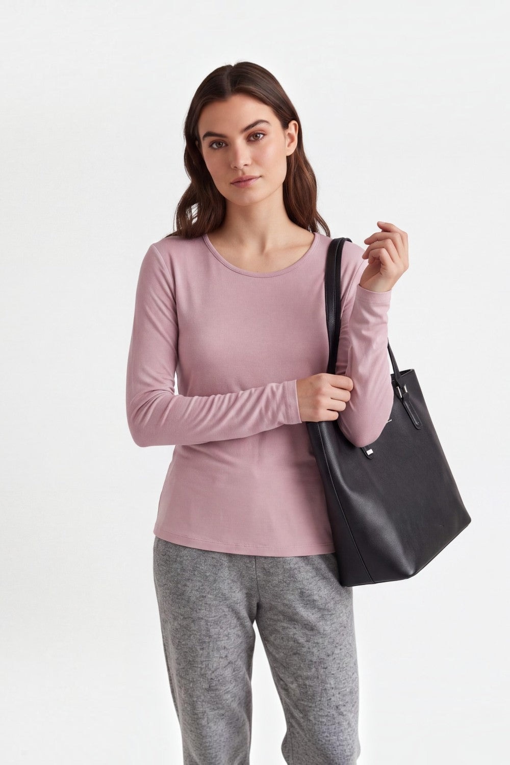 Sous-pull col rond manches longues – Vieux rose – Assuili