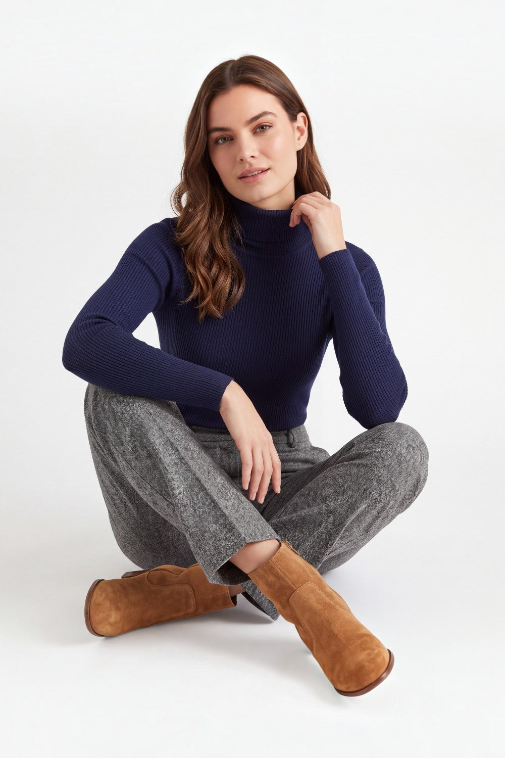 Sous-pull col roulé manches longues – Bleu nuit – Assuili