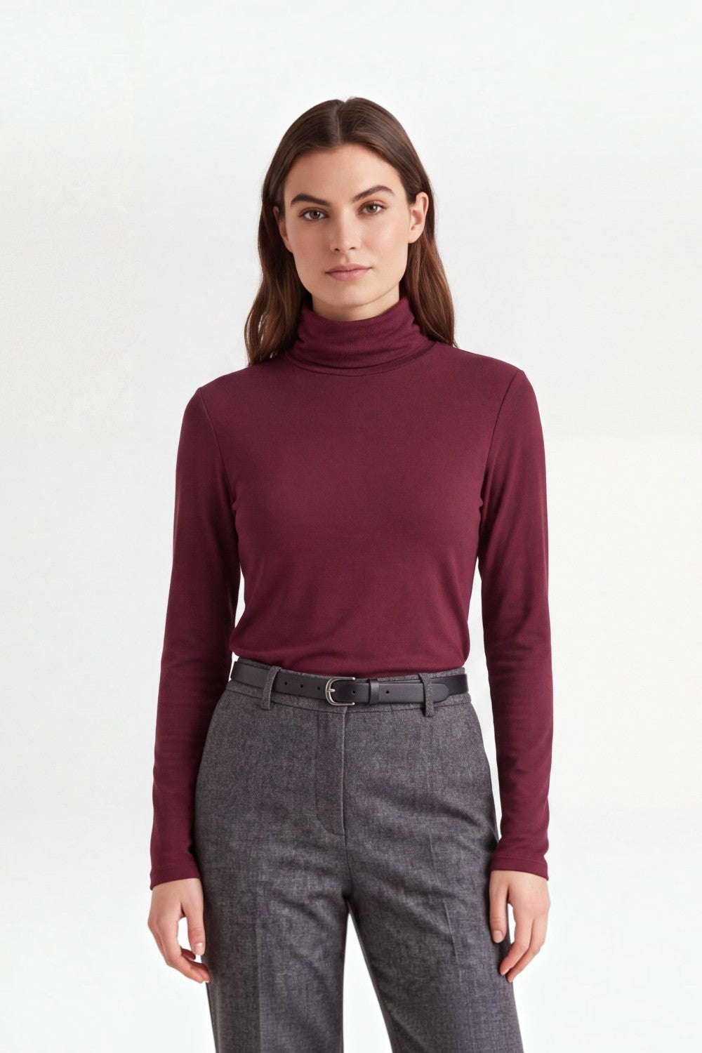 Sous-pull col montant manches longues – Bordeaux – Assuili