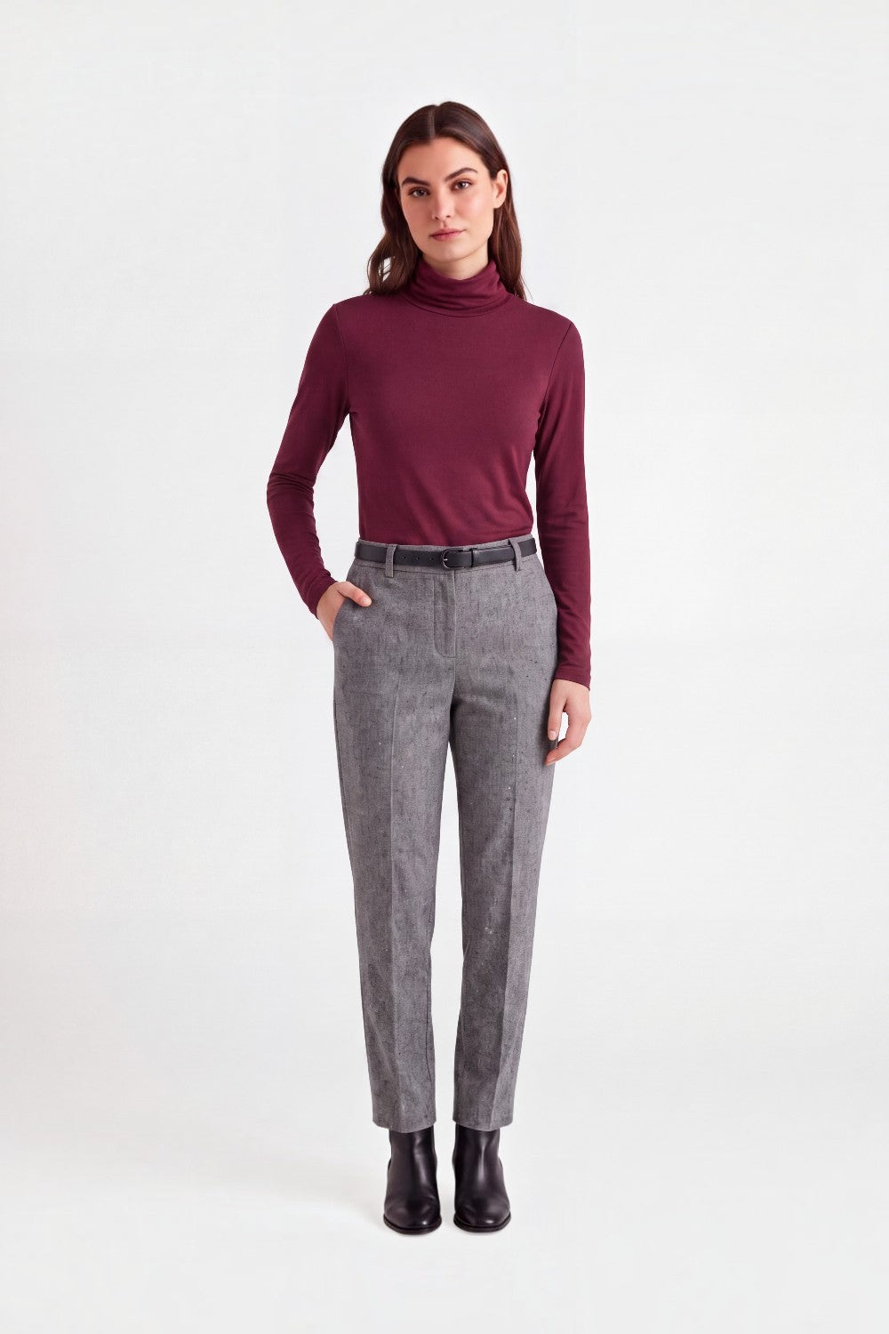 Sous-pull col montant manches longues – Bordeaux – Assuili