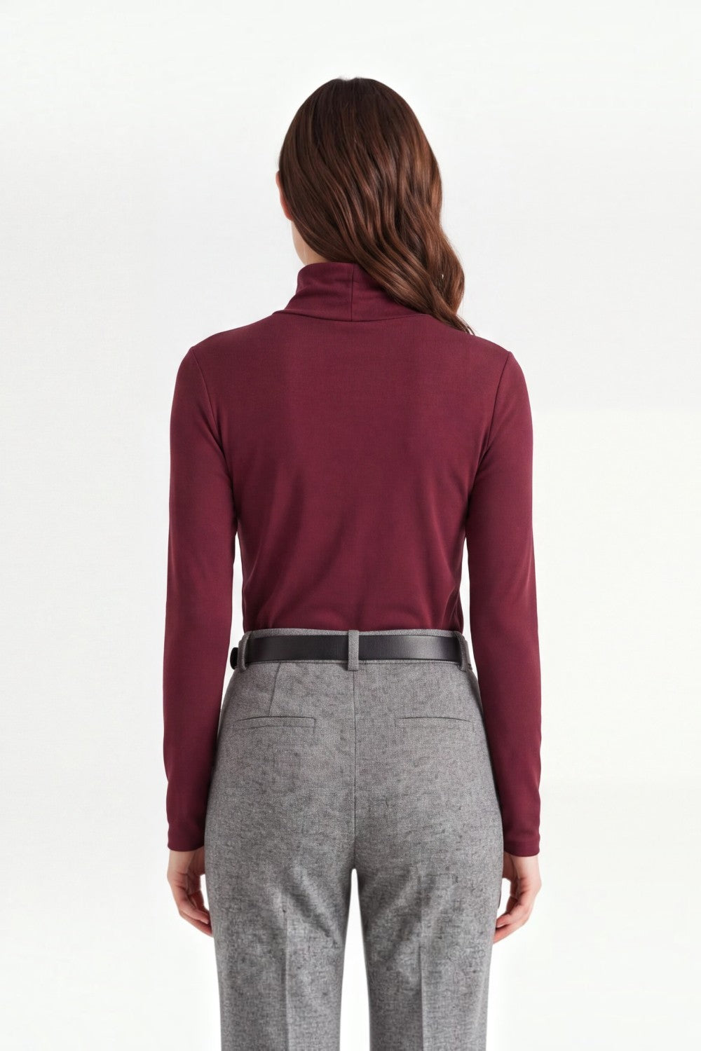 Sous-pull col montant manches longues – Bordeaux – Assuili