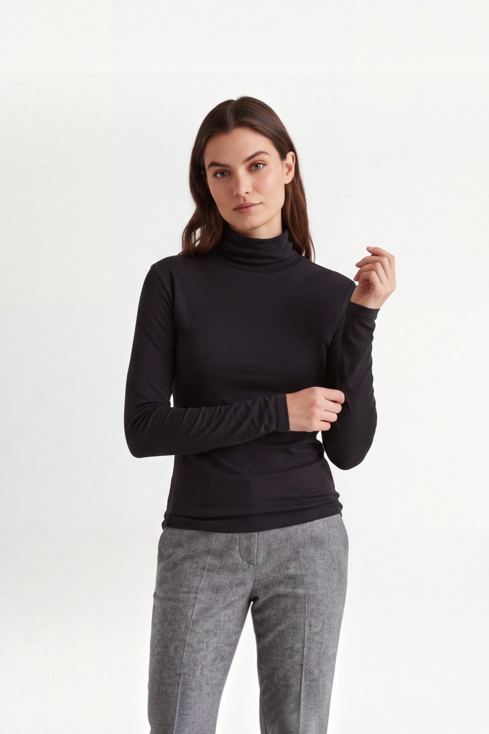Sous-pull col montant manches longues – Noir – Assuili