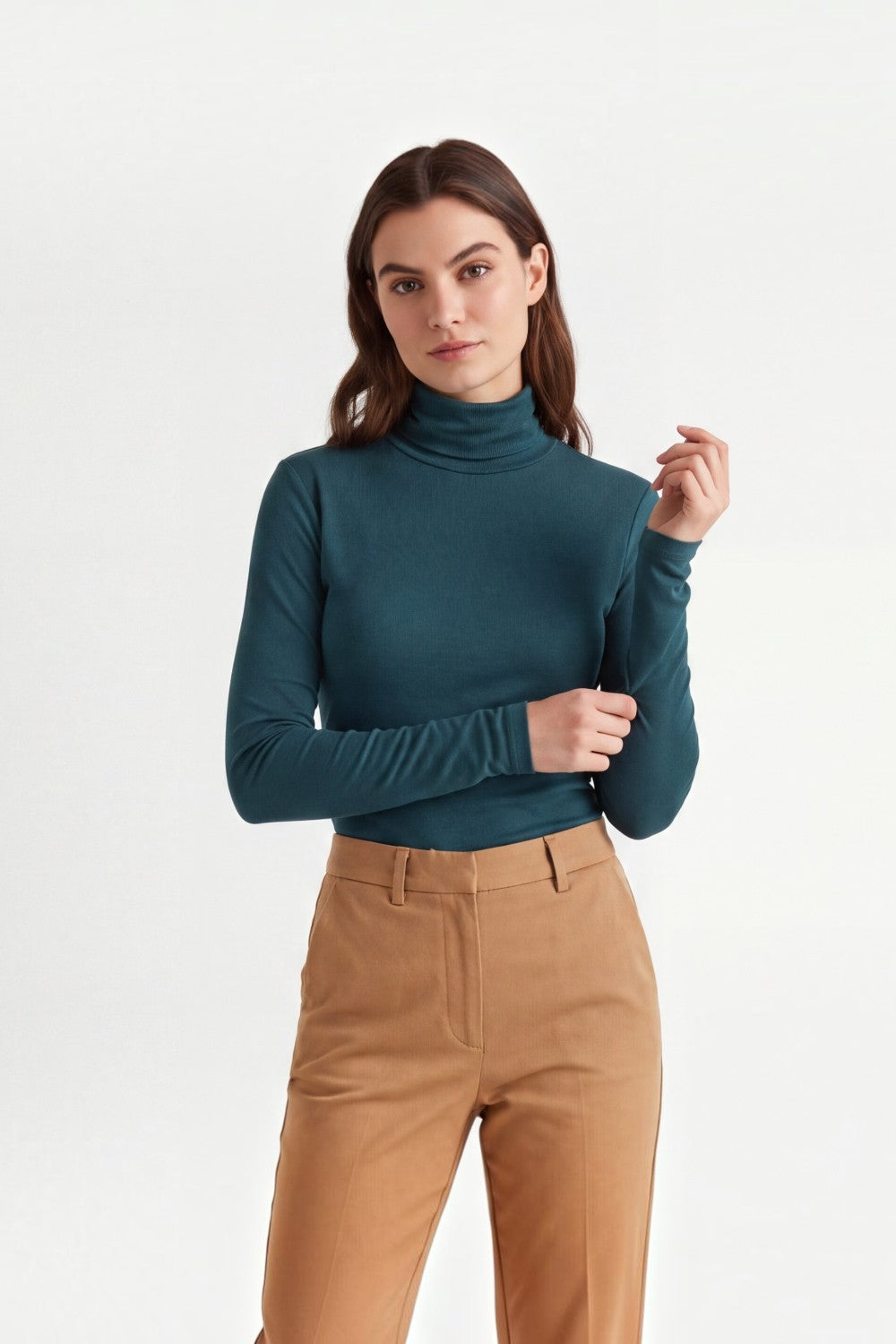 Sous-pull col roulé manches longues – Vert mer du Nord – Assuili