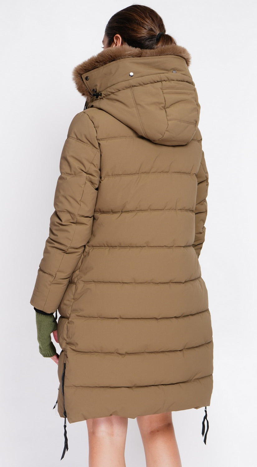 Doudoune longue à capuche fourrure – Marron – Assuili