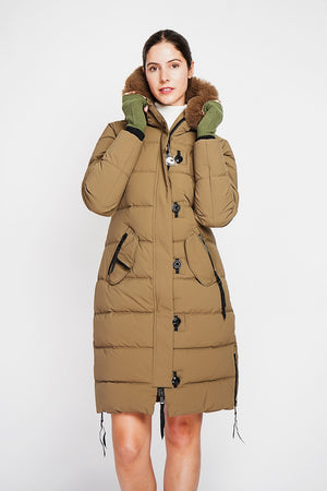 Long down jacket with thermal insulation up to -20°C