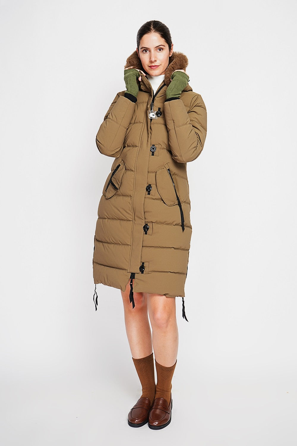 Long down jacket with thermal insulation up to -20°C