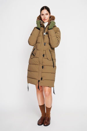 Long down jacket with thermal insulation up to -20°C