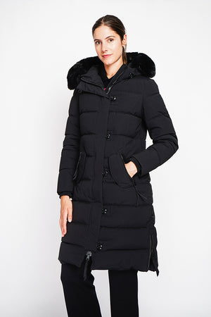 Long down jacket with thermal insulation up to -20°C