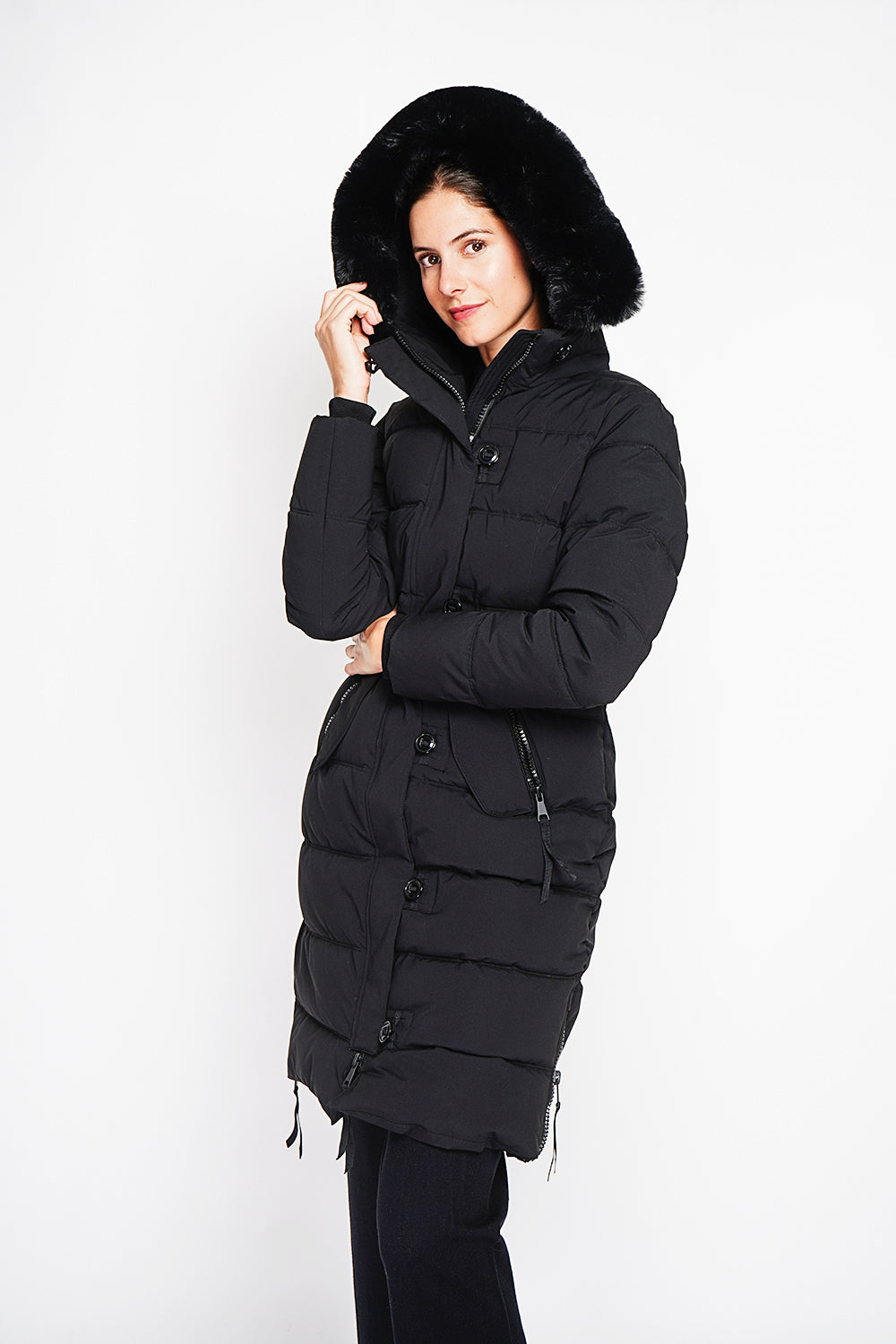 Long down jacket with thermal insulation up to -20°C
