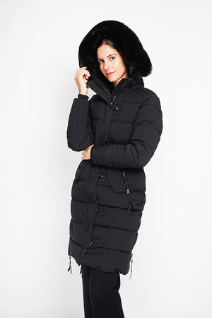 Long down jacket with thermal insulation up to -20°C