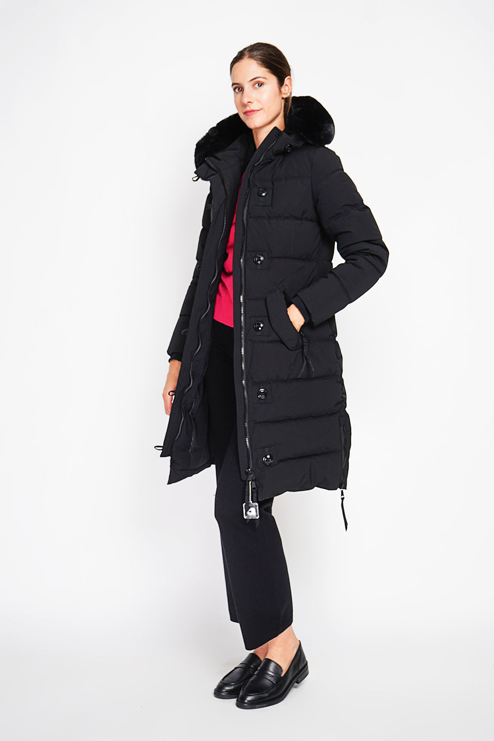 Long down jacket with thermal insulation up to -20°C