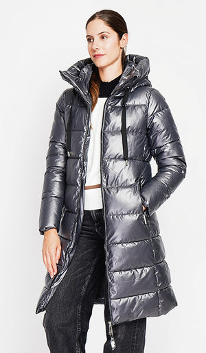 Long down jacket with thermal insulation up to -20°C