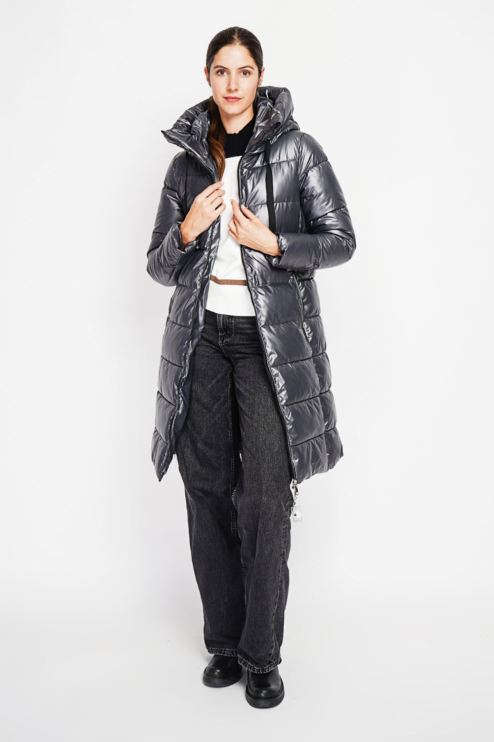 Long down jacket with thermal insulation up to -20°C