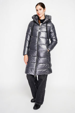 Long down jacket with thermal insulation up to -20°C