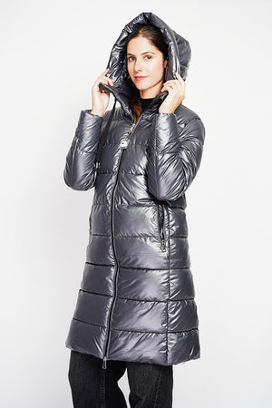 Long down jacket with thermal insulation up to -20°C