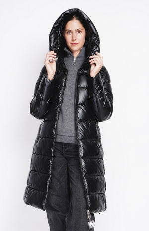 Long down jacket with thermal insulation up to -20°C