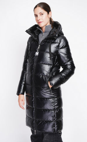 Long down jacket with thermal insulation up to -20°C