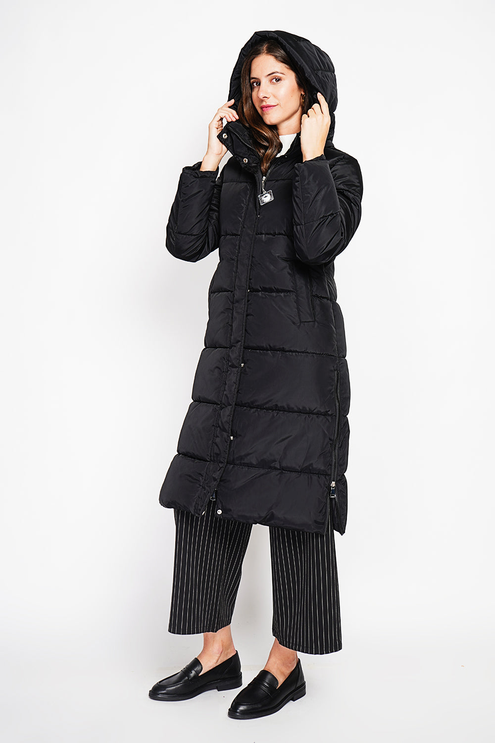 Long down jacket with thermal insulation up to -20°C