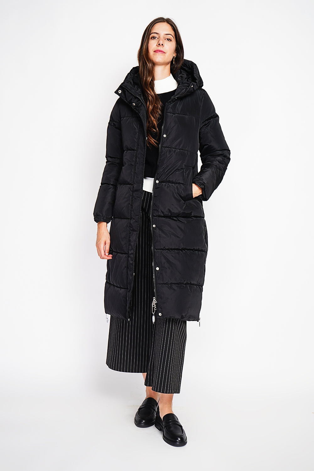 Long down jacket with thermal insulation up to -20°C