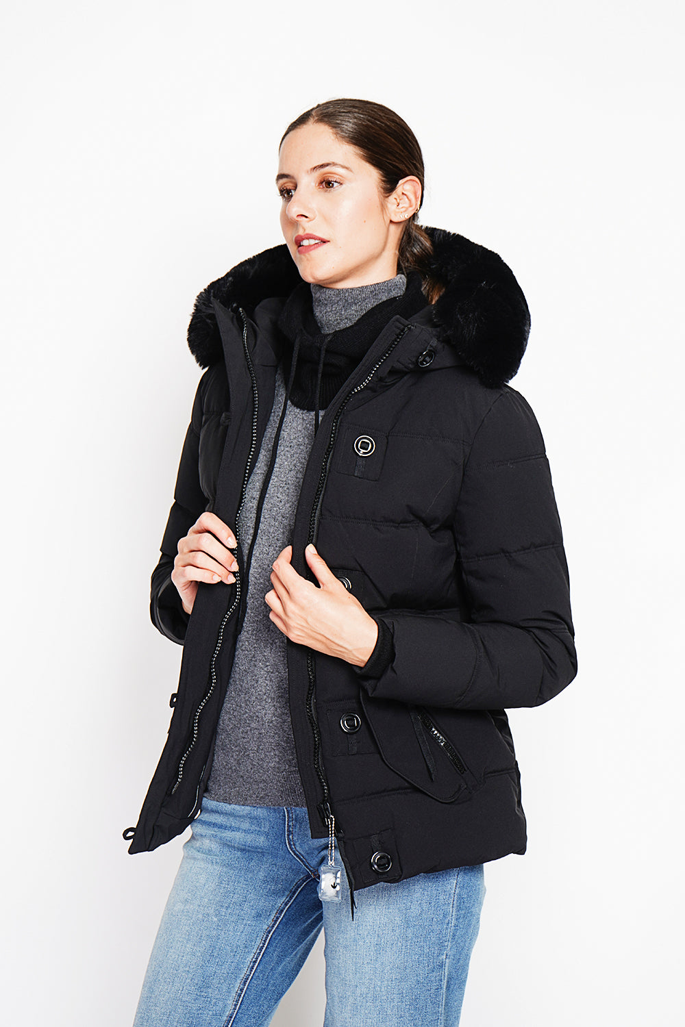 Short down jacket with thermal insulation up to -20°C