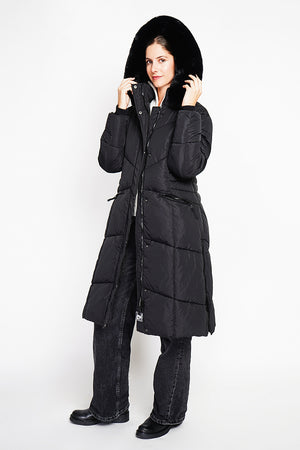 Long down jacket with thermal insulation up to -20 °C
