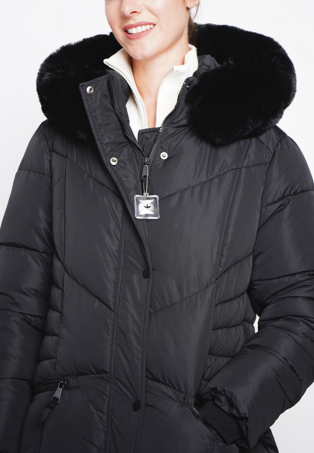 Long down jacket with thermal insulation up to -20 °C