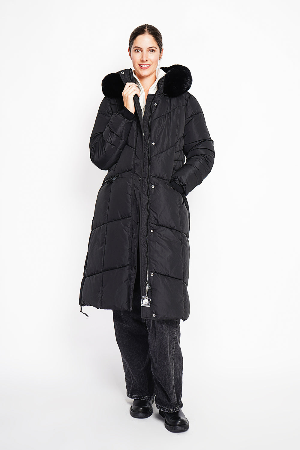 Long down jacket with thermal insulation up to -20 °C