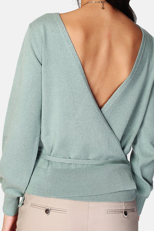 Wrap cardigan to wear in two ways, long, slightly balloon sleeves