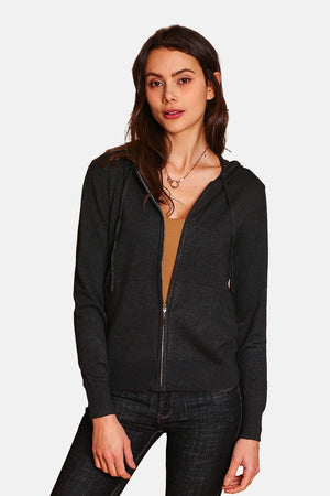 Zipped hooded gilet with long sleeve pockets