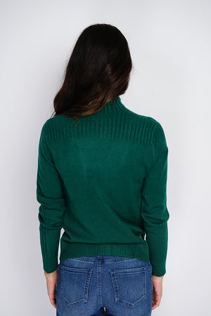 High-neck, long-sleeved ribbed sweater