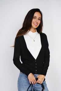 Elegant regular-fit plain buttoned cardigan