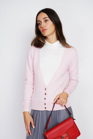 Elegant regular-fit plain buttoned cardigan