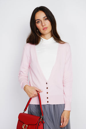 Elegant regular-fit plain buttoned cardigan