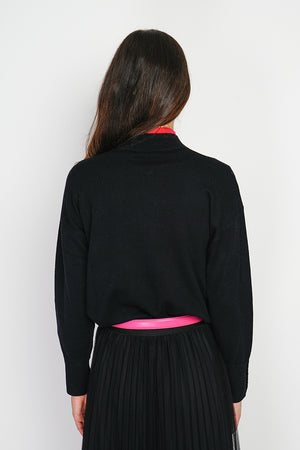 Buttoned turtleneck sweater with long sleeves in two-tone