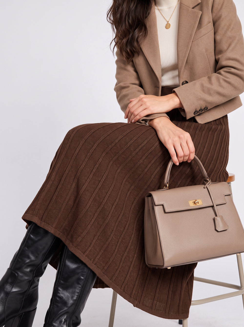 Long skirt with nervous pleated style