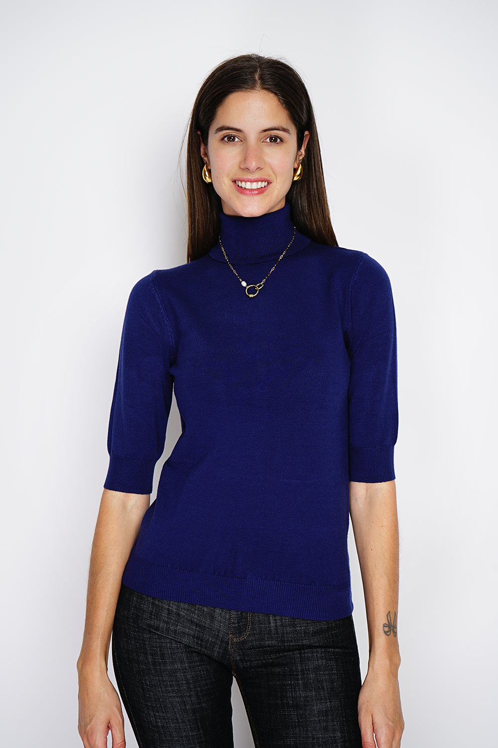 Twin-set classic turtleneck 3-ply knitting with long sleeves