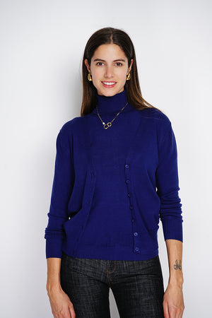 Twin-set classic turtleneck 3-ply knitting with long sleeves