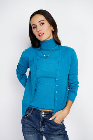 Twin-set classic turtleneck 3-ply knitting with long sleeves