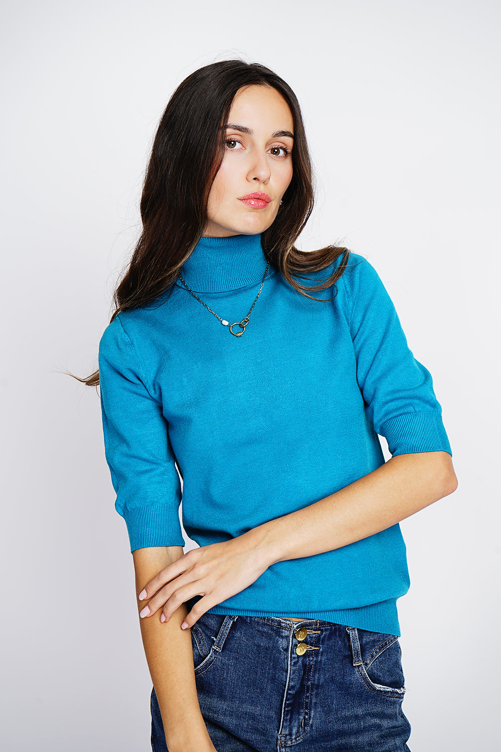 Twin-set classic turtleneck 3-ply knitting with long sleeves