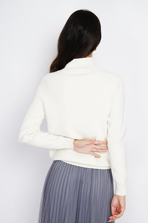 High neck sweater with fancy button front and long sleeves