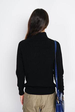 High neck sweater with fancy button front and long sleeves