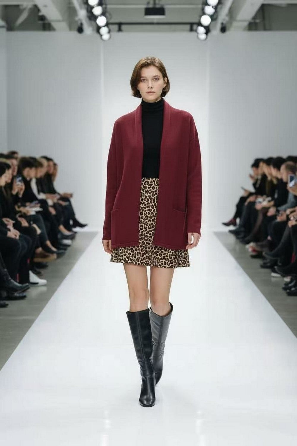 Long shawl collar cardigan with front pockets and long sleeves