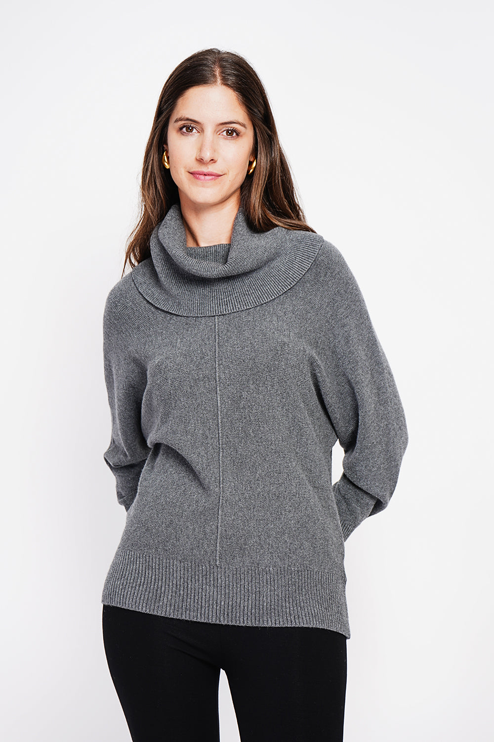 Nervous ball neck sweater with batwing sleeves – Dark gray – Assuili